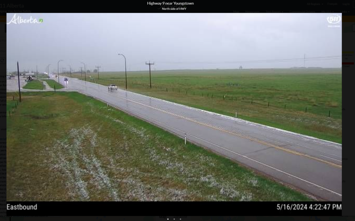 Traffic camera images showing hail along Highway 9 near Youngstown after a severe thunderstorm that possibly produced a tornado swept through on Thursday, May 16, 2024.