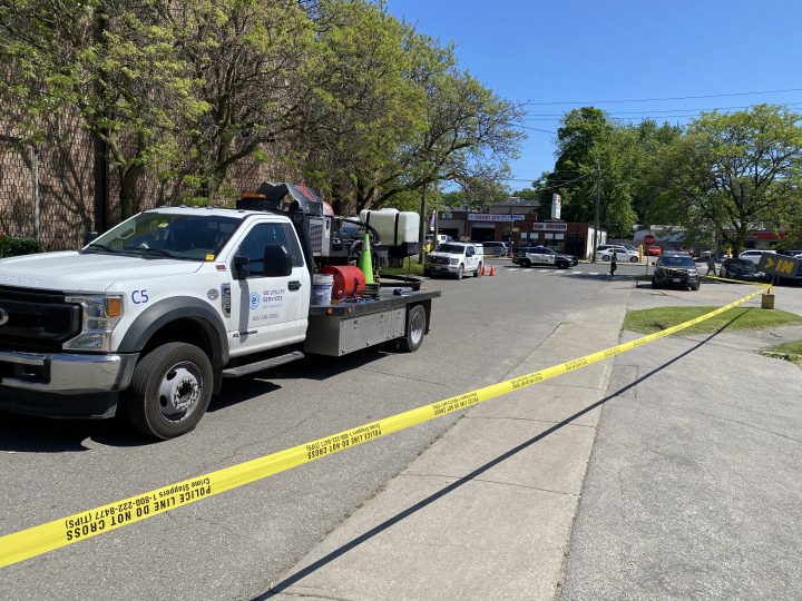 The scene of the collision in the St. Dunstan Drive and Danforth Avenue area.