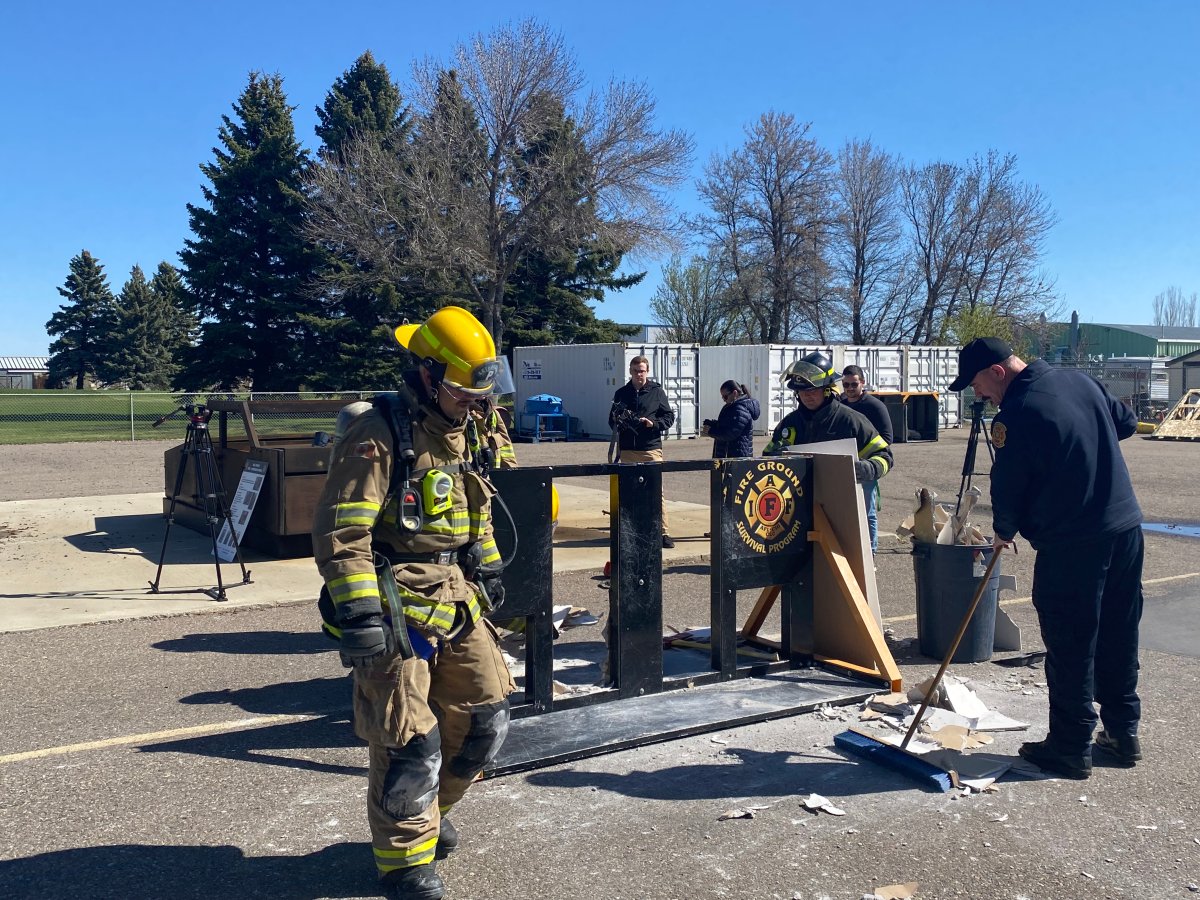 Recruits getting hands on training with Lethbridge Fire and EMS.