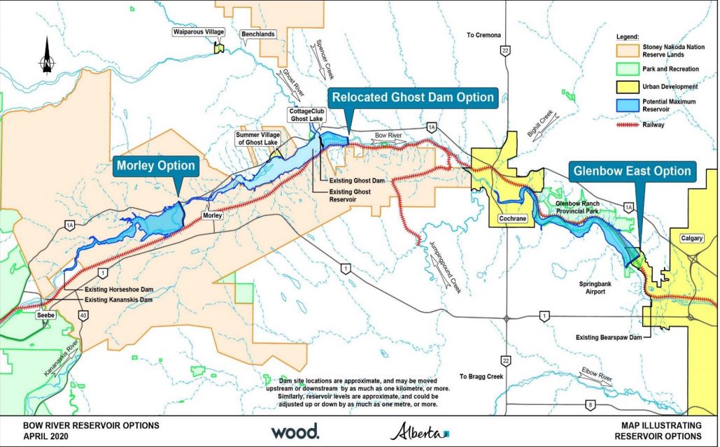 The three upstream reservoir proposals being studied by the provincial government.