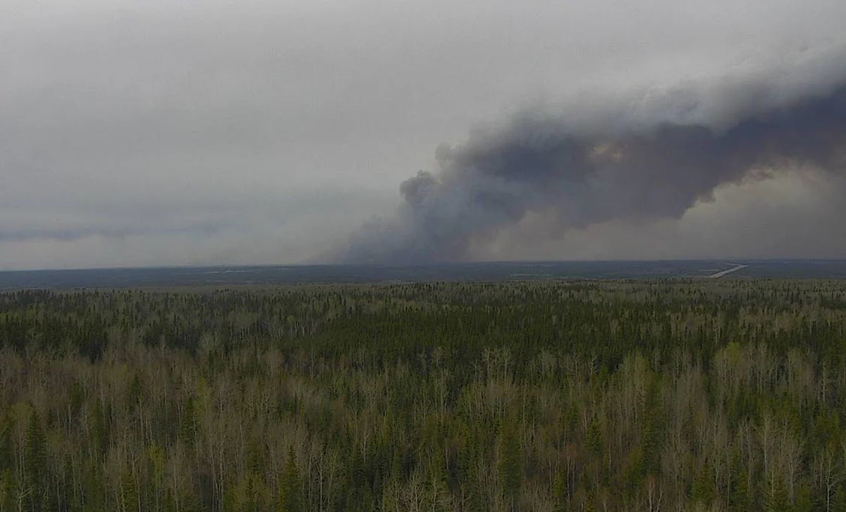A view of the MWF017 wildfire burning in northern Alberta at 7 p.m. local time on May 14, 2024.
