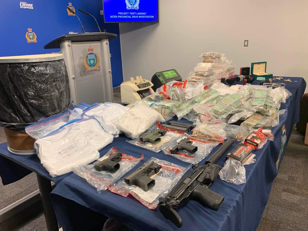 Contraband seized by Winnipeg police as part of an interprovincial drug investigation.
