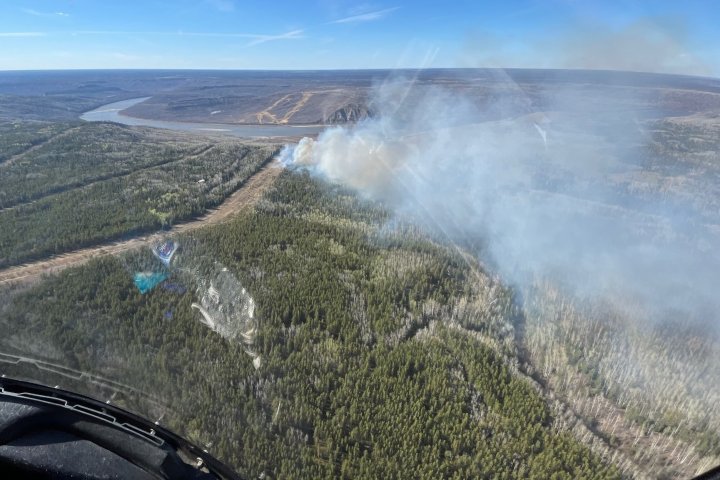 Out-of-control wildfire burns in northeastern Alberta
