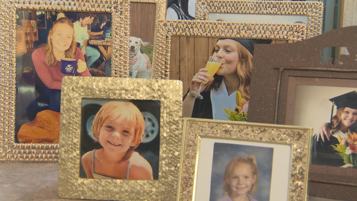 Photo of Jordyn Reimer sit on a table in her father’s home. Jordyn was killed by an impaired driver in 2022.
