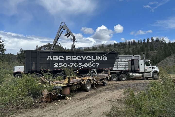 Forest clean-up group tackles massive illegal dumpsite near Okanagan Falls