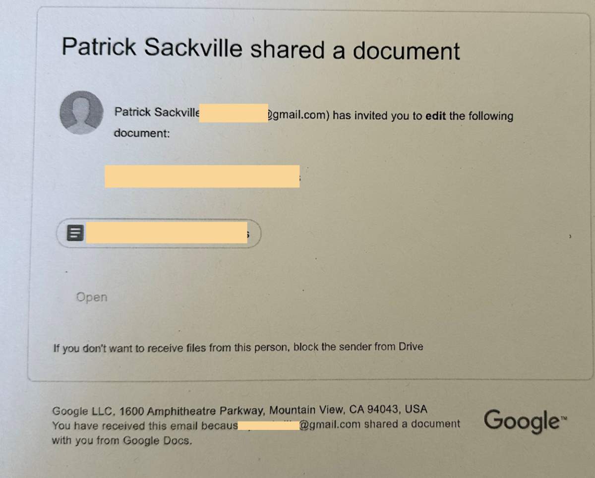 Global News obtained a number of examples in which Sackville shares Google Slide decks to allow government staff to view and weigh in on provincial policy.