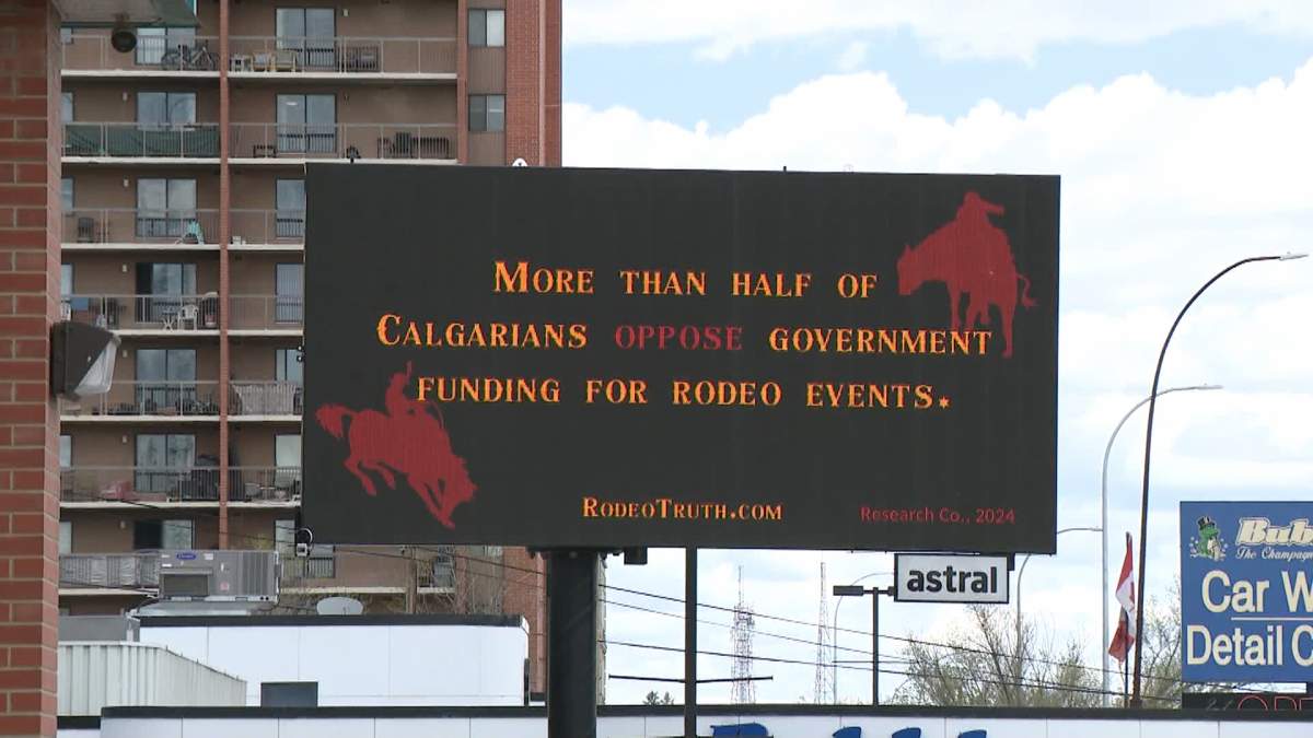 The Vancouver Humane Society has commissioned advertisements on several billboards around Calgary to boycott the animal events at the Calgary Stampede.