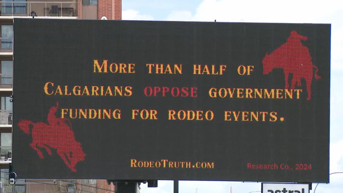 The Vancouver Humane Society has commissioned a number of billboards across Calgary urging people to skip the Calgary Stampede's rodeo and chuckwagon races.