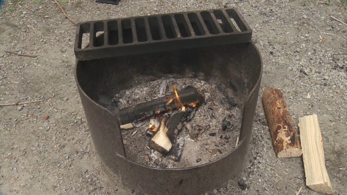 A campfire at Golden Ears Park, British Columbia.