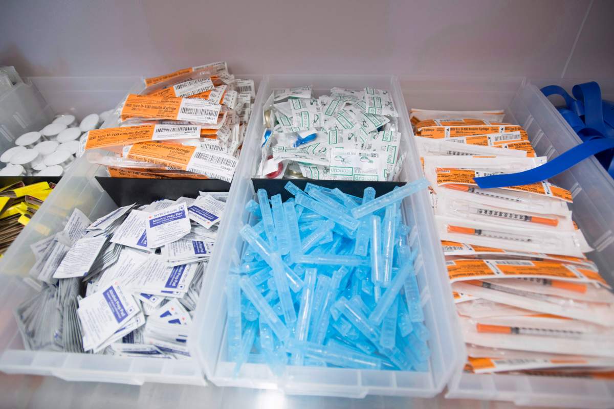 Drug injection supplies are pictured inside the newly opened Fraser Health supervised consumption site in Surrey, B.C. Tuesday, June 6, 2017. 