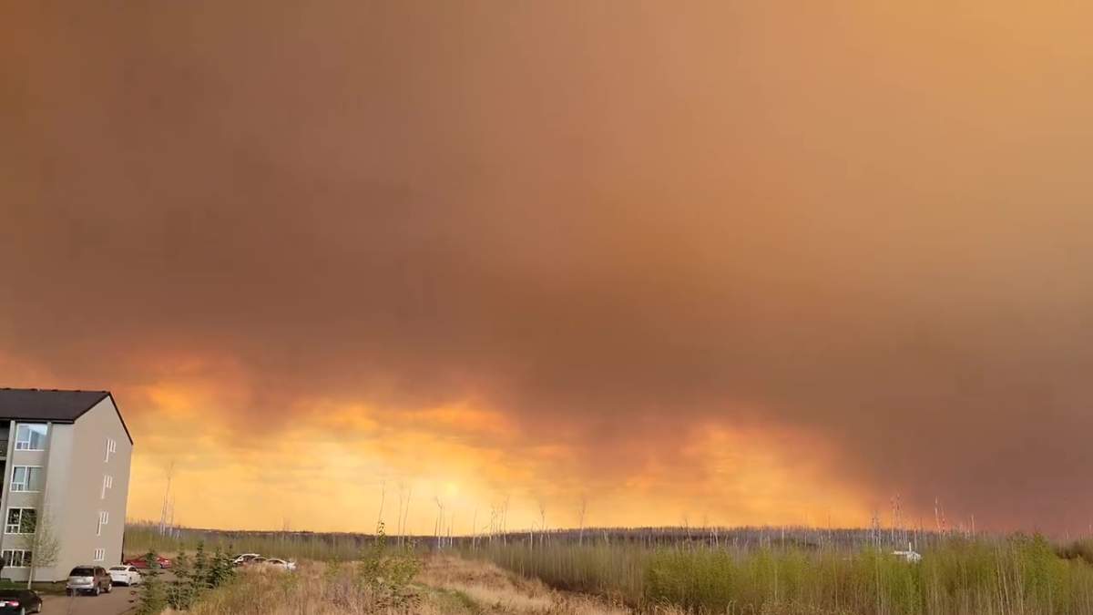 Fort McMurray wildfire from Abasand area on May 14, 2024.