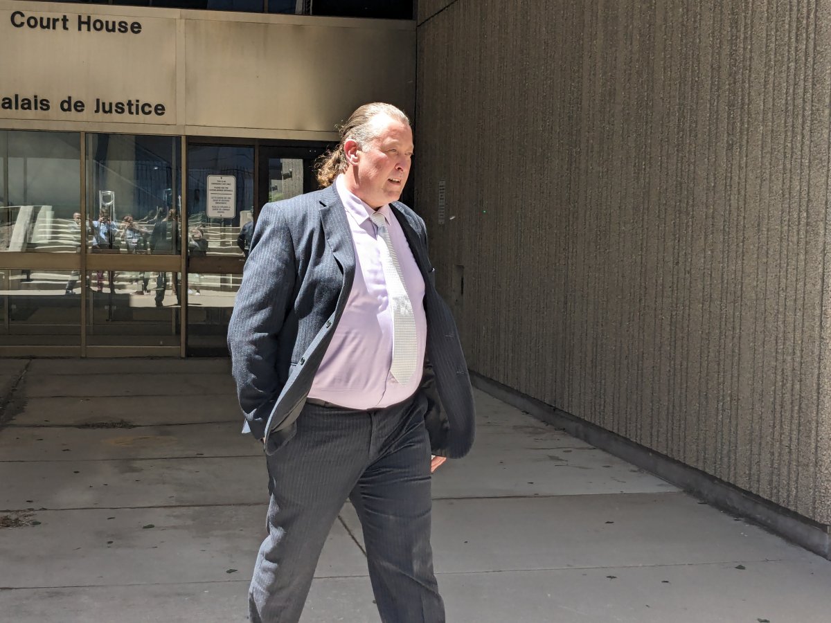 Trevor Birtch, 49, leaving the London Courthouse following closing arguments on May 30, 2024.