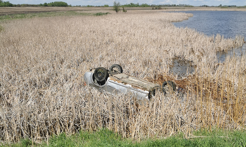 A driver of this vehicle had to be rescued from a ditch by RCMP Wednesday.