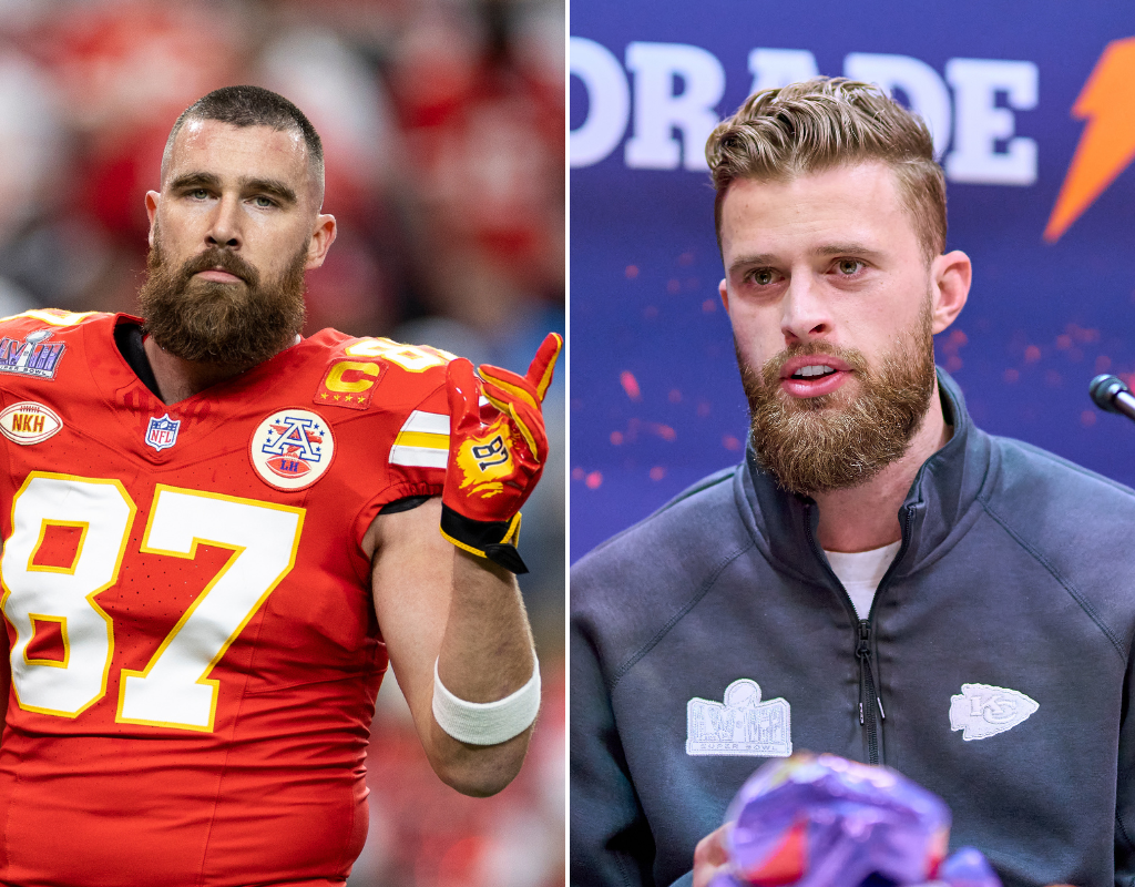 Travis Kelce left and Harrison Butker right.