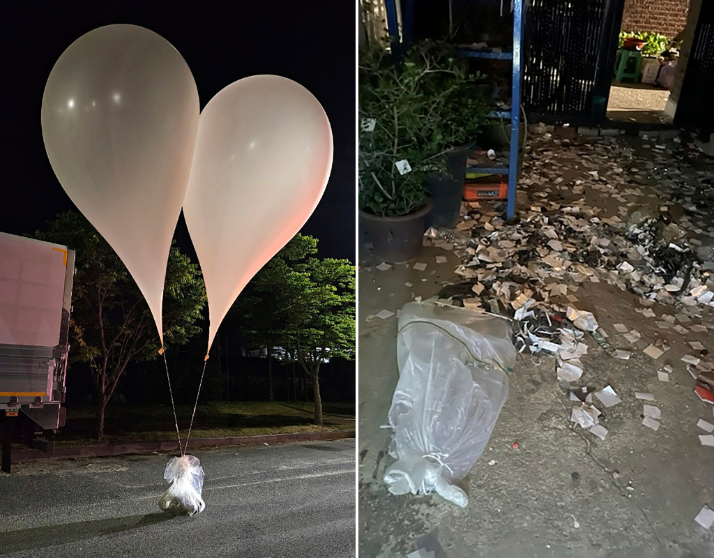 Trash- and feces-filled balloons from North Korea floated over South Korea on May 29, 2024.