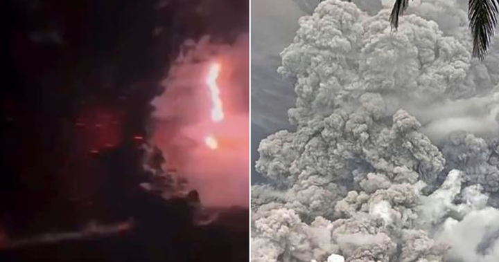 Вулканът Mount Ruang в Индонезия направи грандиозно шоу във вторник,
