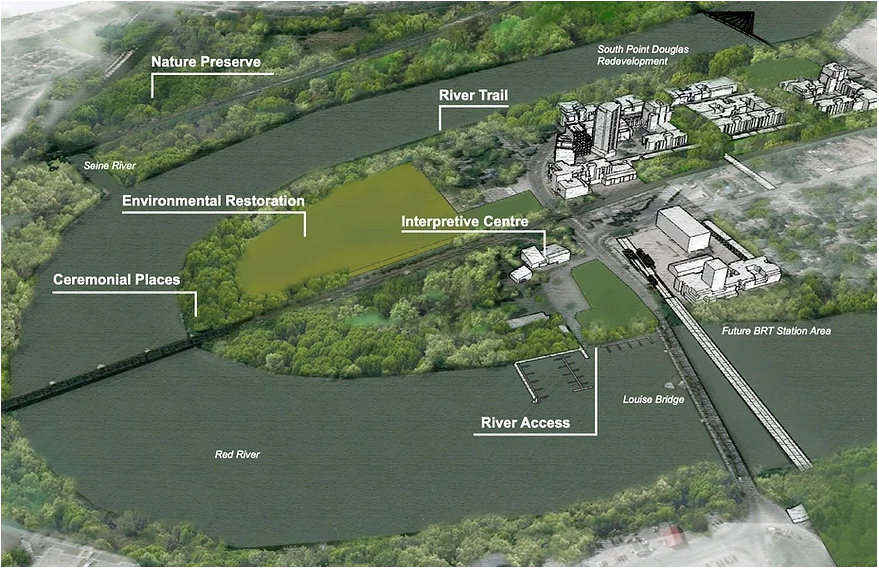 A map showing potential development options at Point Douglas.