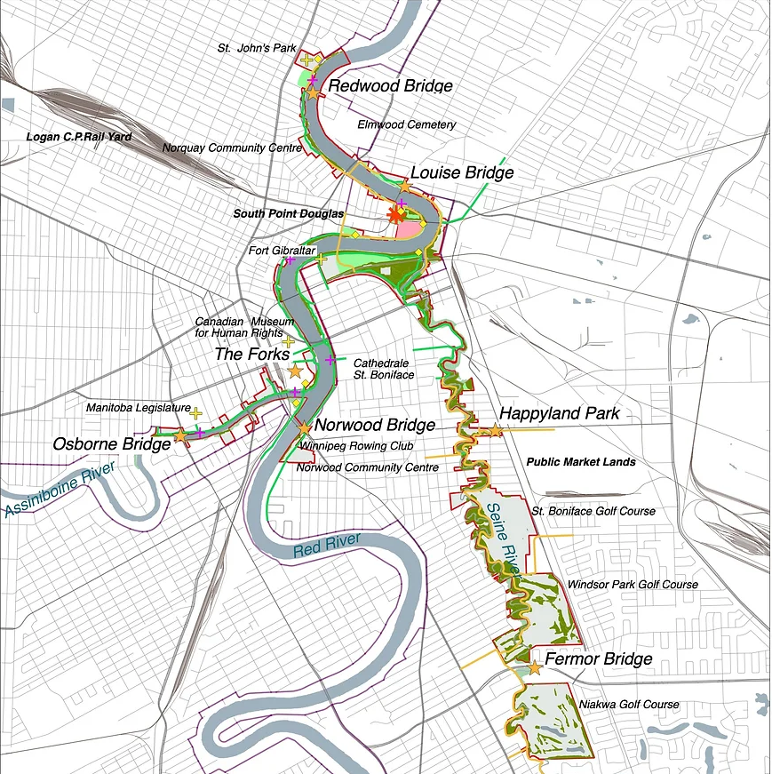 A map showing the proposed areas of a new national urban park.