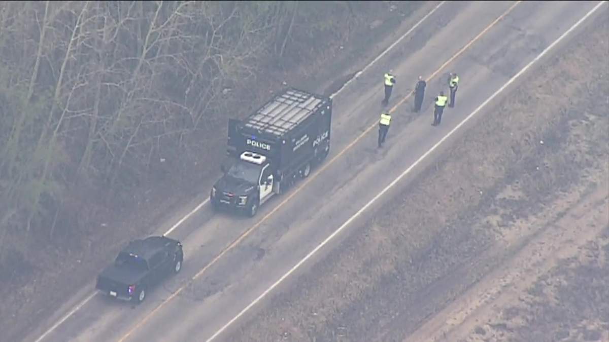 The scene of a two-vehicle collision on Whitemud Drive/Highway 628 between Winterburn Road and 231 Street on Sunday, May 12, 2024.