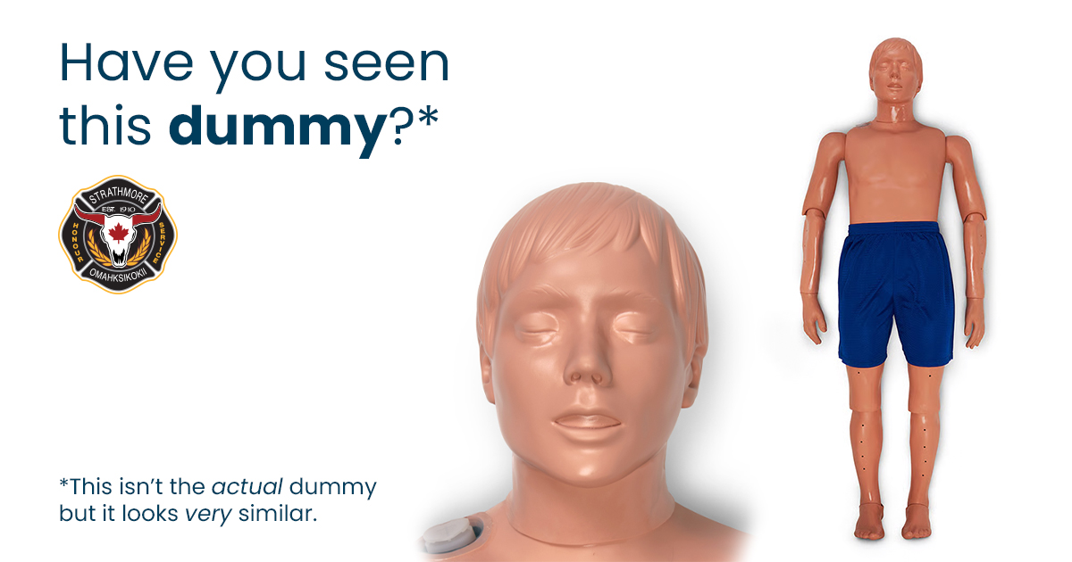 The Strathmore Fire Department says its water rescue training mannequin, affectionately known as Bob went missing while firefighters were doing some some training on Strathmore Lake on Wednesday morning. (May 22, 2024)