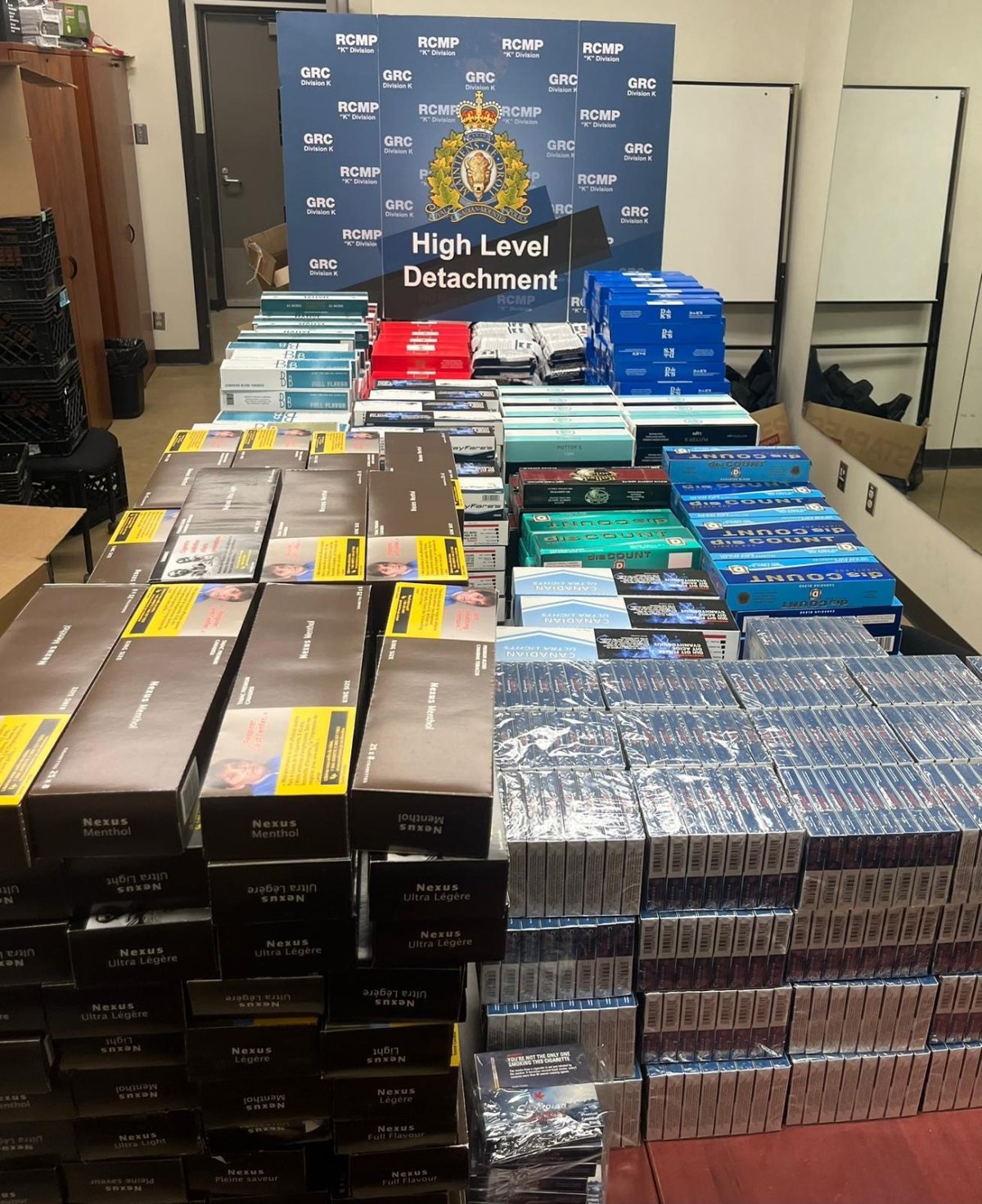 High Level RCMP have seized over 140,000 cigarettes during a search warrant of a business in Eleske, Alta. last month.