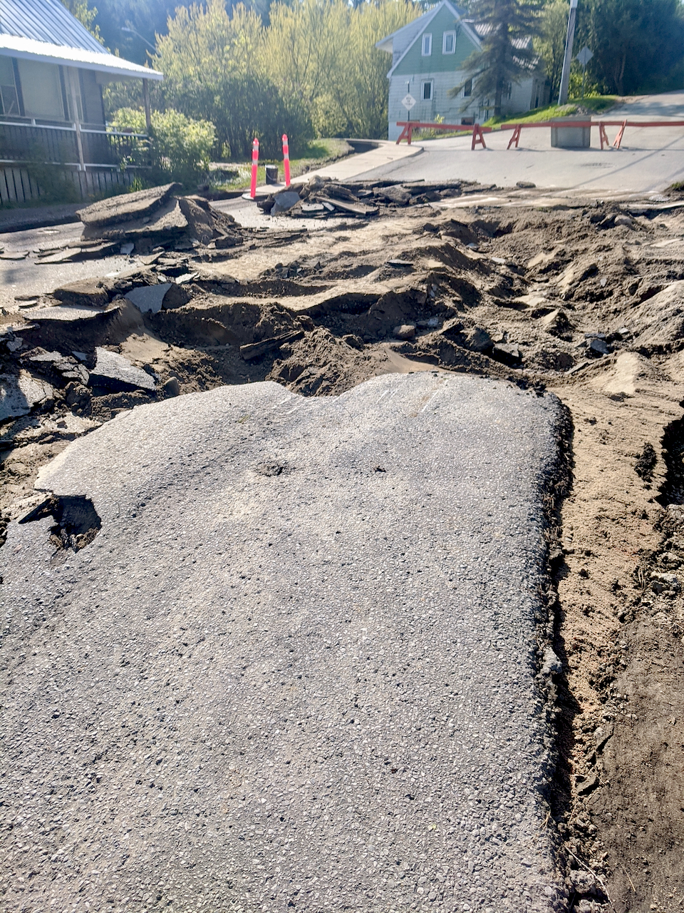 Cleak Sreet in Bancroft was heavily damaged from the flooding on May 15, 2024.