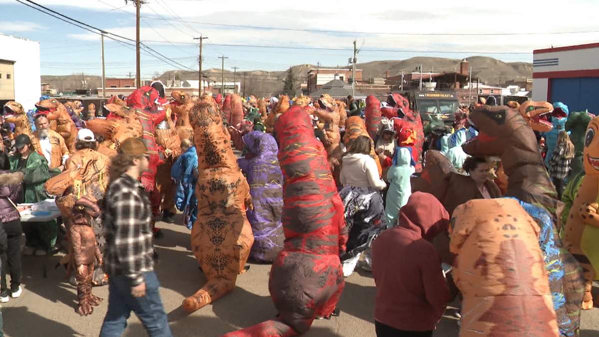 Tourism Drumheller held an attempt on April 27, 2024 to break the world record for most people dressed as dinosaurs.