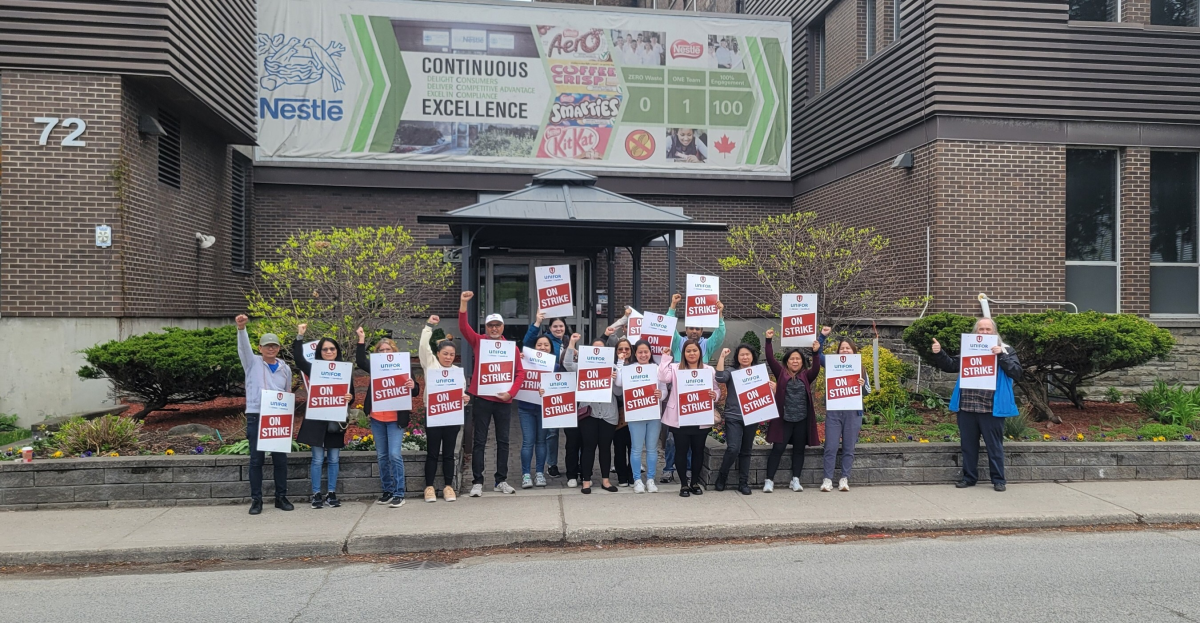 Nestle workers on strike in Toronto.