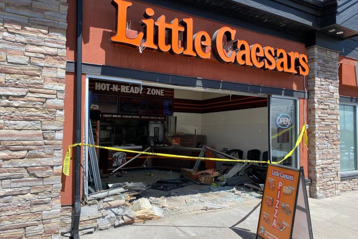 Vehicle crashes through north Calgary pizza restaurant
