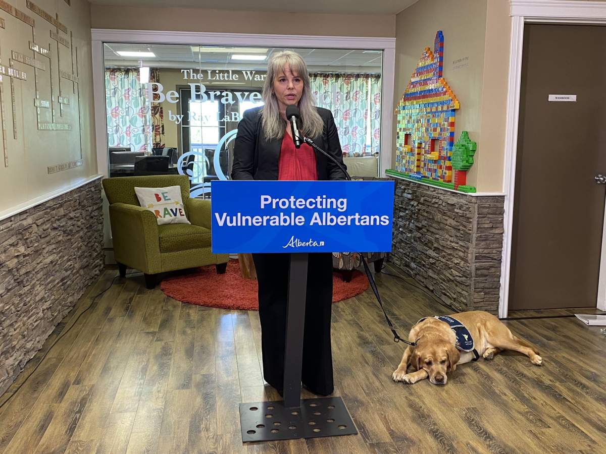 Dr. Wanda Polzin Holman, clinical director at the Little Warriors Be Brave Ranch, speaks at a media availability Monday, May 27, 2024.