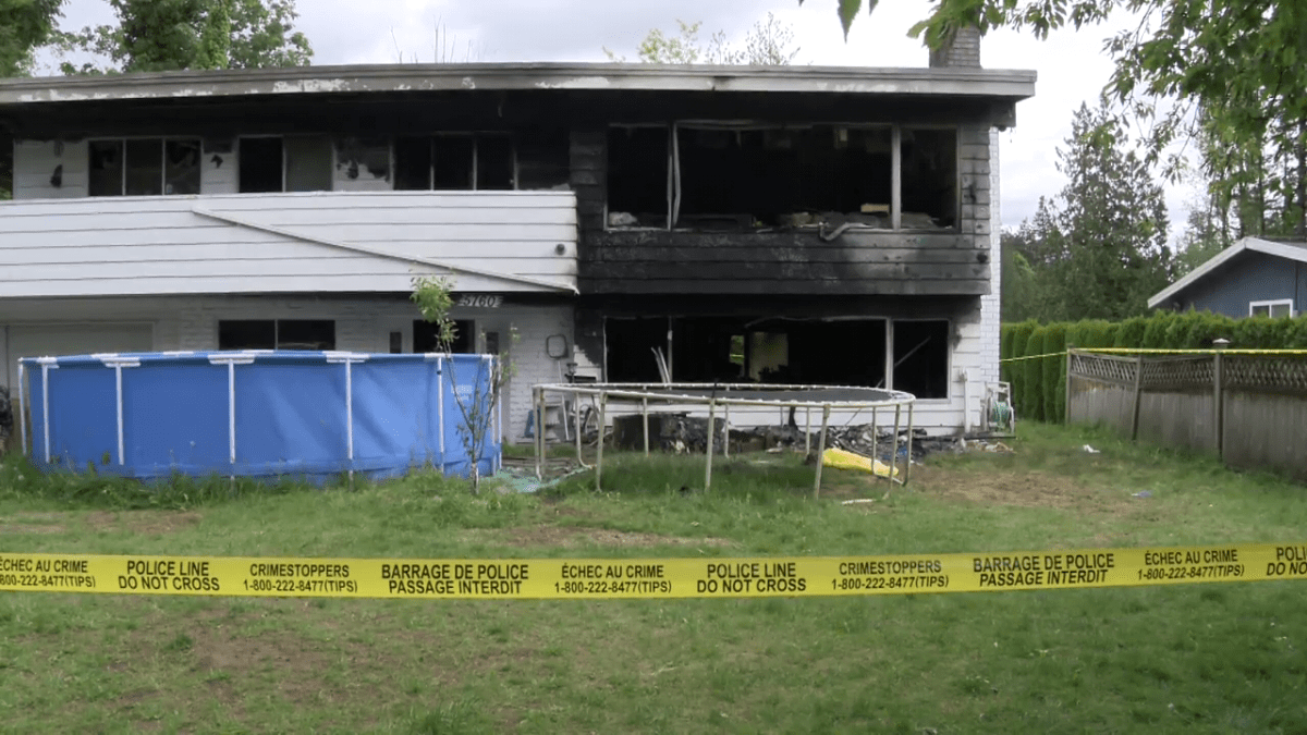 The aftermath of a fatal house fire in Surrey on Sunday. 