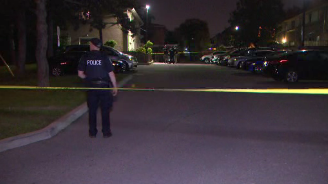 Police on scene after a shooting Sunday night in the Magellan Drive and Sheppard Avenue West area.