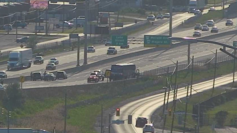 A collision prompted the closure of all Toronto-bound lanes of the QEW at Glendale in St. Catharines Friday.