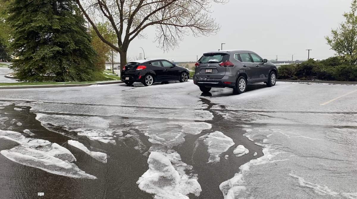 Heavy rain and hail fell on some parts Calgary on Thursday (May 24, 2024) adding to the