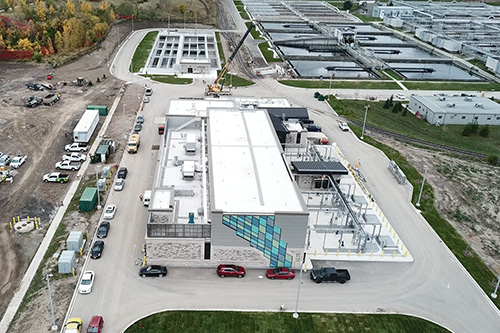 A 2023 photo of the Woodward Avenue wastewater treatment plant in Hamilton, Ont.