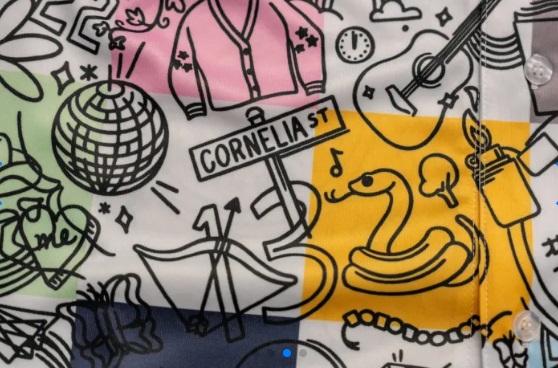 Edmonton Riverhawks Swifties baseball jersey for Taylor Swift Dance Party game night June 14, 2024, designed by Mike Lundy.