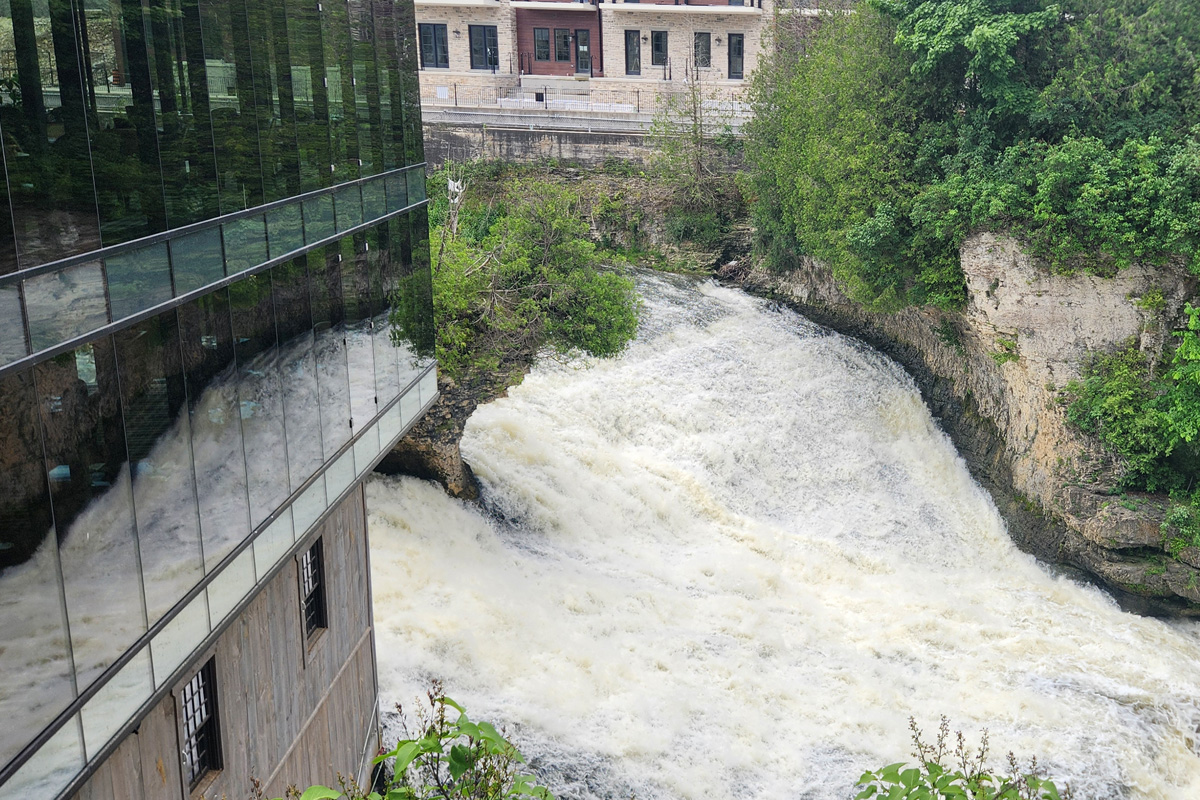 A spectacular view of the Grand River can be had from the dining room at the Elora Mill Hotel & Spa.