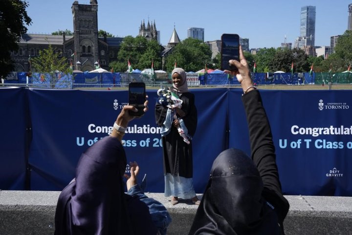 University of Toronto graduation ceremonies continue amid protest on campus