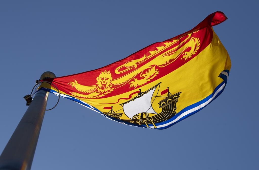 The Twin Rivers Paper Company in New Brunswick has been fined $250,000 after pleading guilty in provincial court to violating the federal Fisheries Act by allowing a failed pipeline to dump pulp and paper process water into the Madawaska River. New Brunswick's provincial flag flies in Ottawa on Monday, July 6, 2020. THE CANADIAN PRESS/Adrian Wyld.