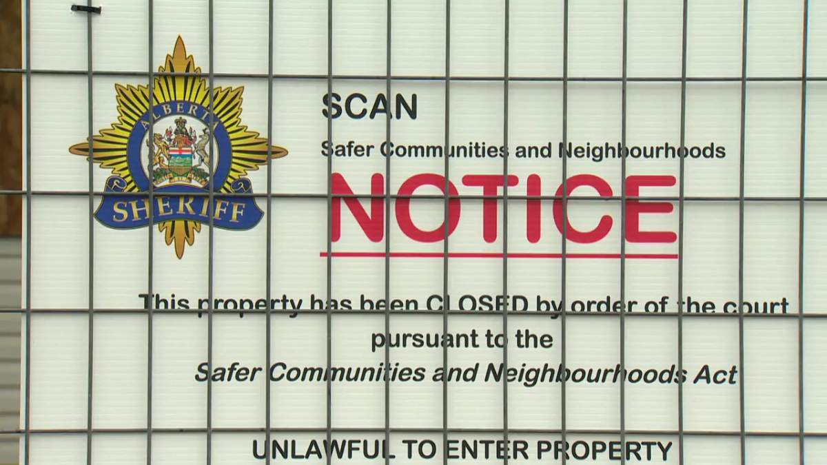 The notice placed at a problem property in Braeisde, Calgary, after Alberta Sheriffs shut down the house.