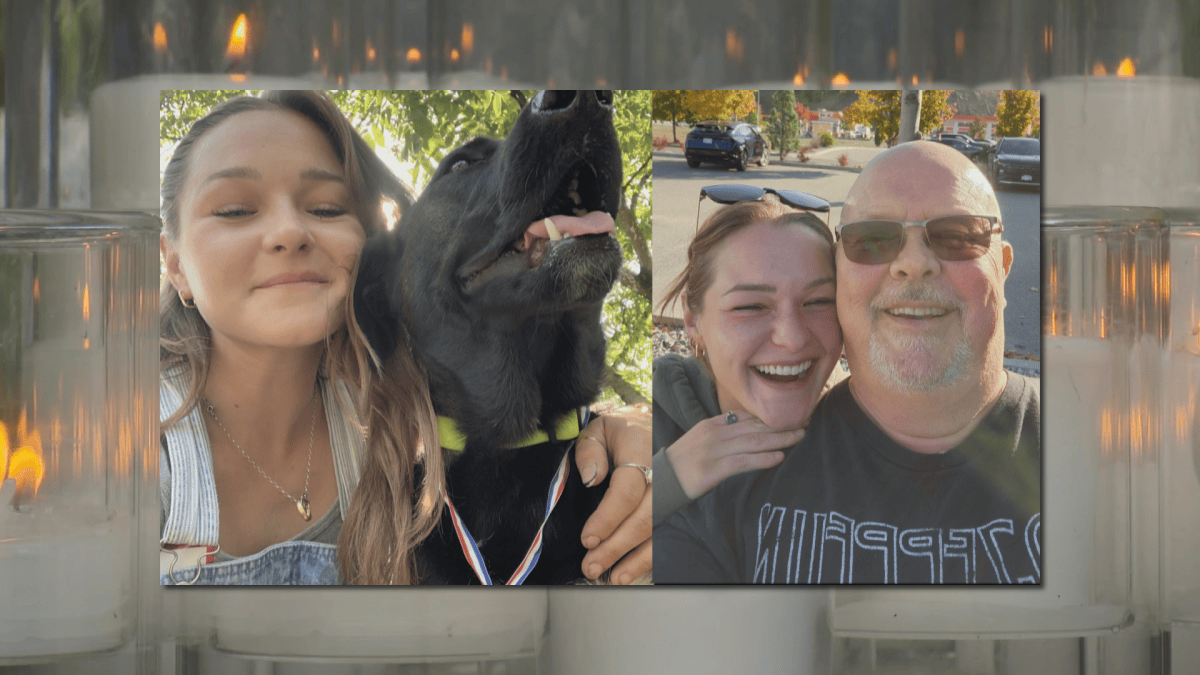 Tori Dunn is seen here with her dad, Aron, and one of her dogs in separate photos.