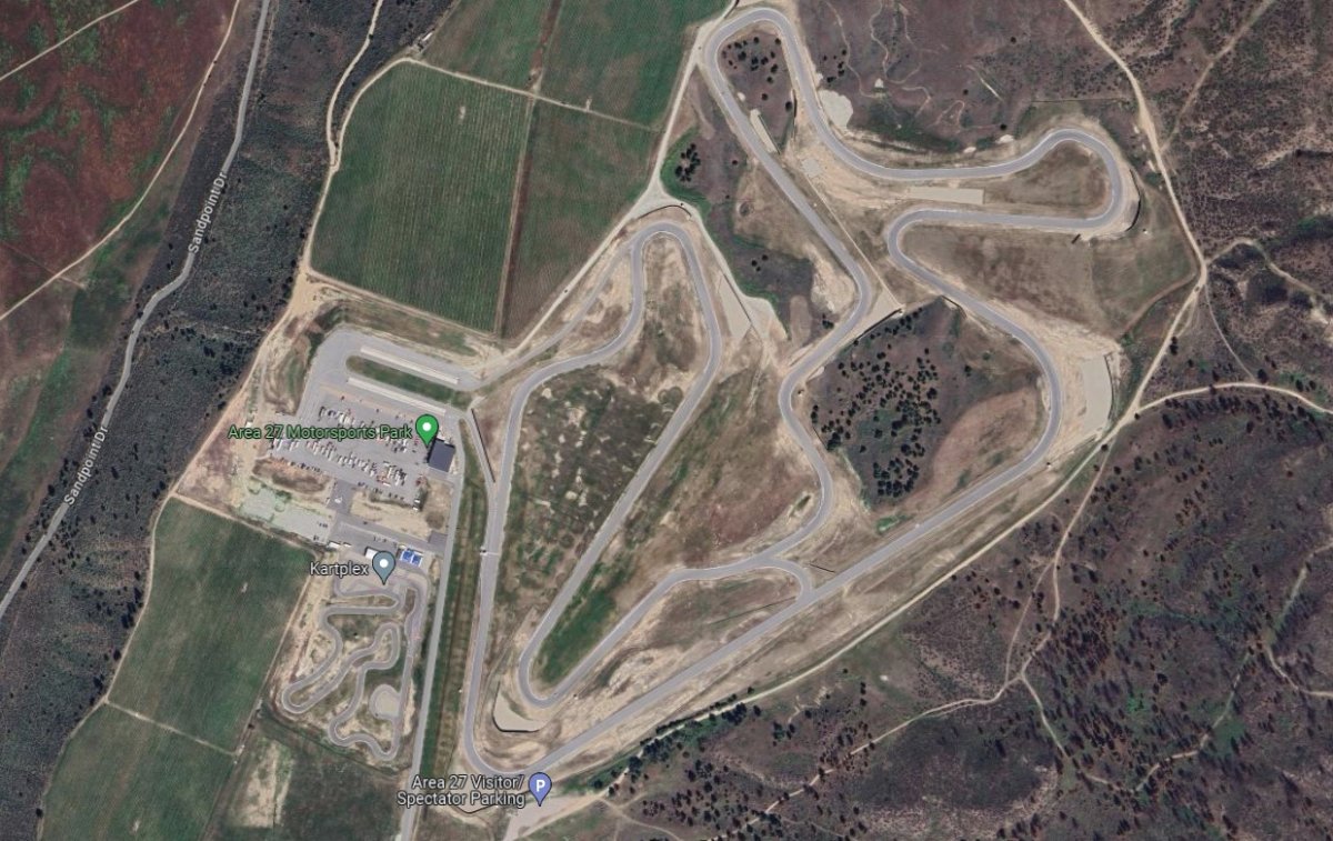 An aerial view of Area 27, a race track located near Oliver, B.C.