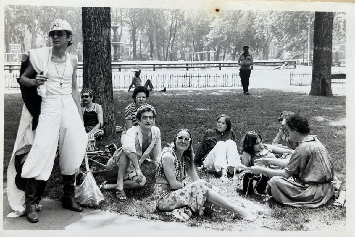 Montreal's first gay parade in 1979, organized by John Banks (far left, in white).
