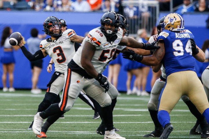 Winnipeg Blue Bombers drop third straight with 2 point loss to Lions