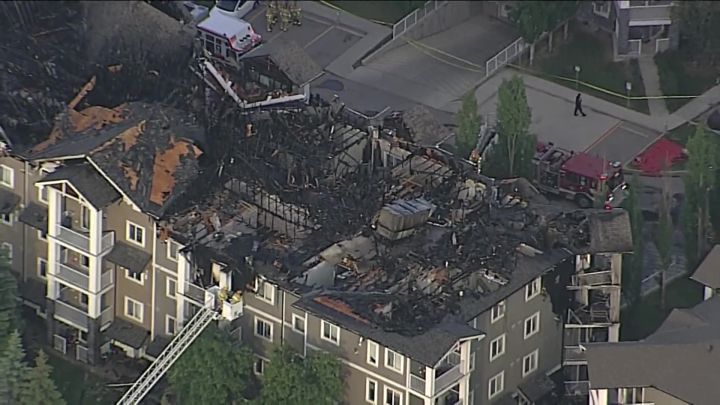 Calgary firefighters were called to a fire at the Prestwick Villas condo complex at about 10 p.m. on June 23, 2024.