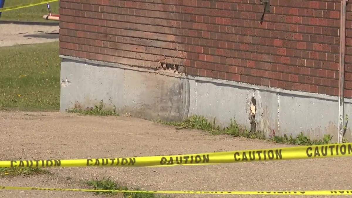 Police are investigating a vehicle collision that damaged the wall of the Belvedere Parkway School in northwest Calgary.
