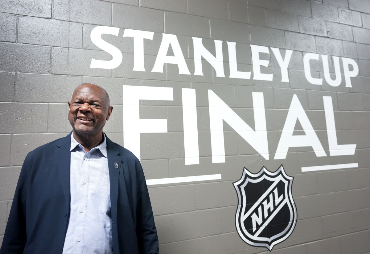 Psychologist George Mumford who is the Edmonton Oilers mental skill coach poses for a photograph before game 2 of the NHL Stanley Cup finals in Sunrise, Fla., on Monday, June 10, 2024.