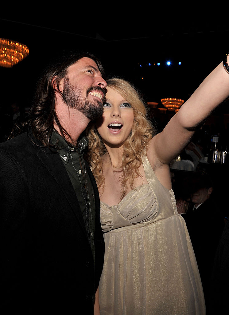 Musician Dave Grohl and singer Taylor Swift during the 2008 Clive Davis Pre-GRAMMY party at the Beverly Hilton Hotel on February 9, 2008 in Los Angeles, California.