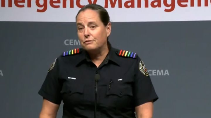 Susan Henry, chief of the Calgary Emergency Management Agency, speaks to reporters at a news conference on June 7, 2024.