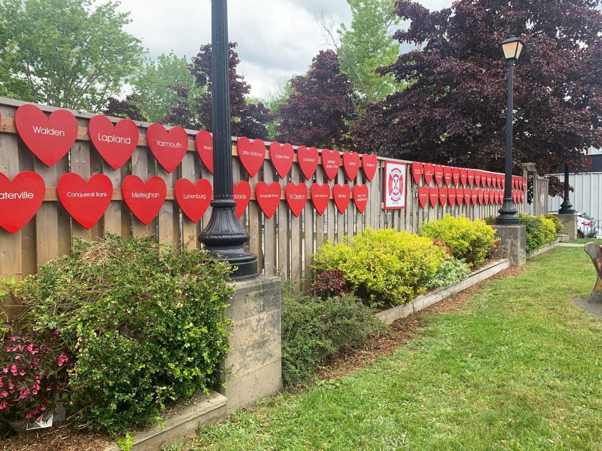 Heart tribute honours N.S. fire departments who worked to put out the 2023 Barrington Lake wildfire.